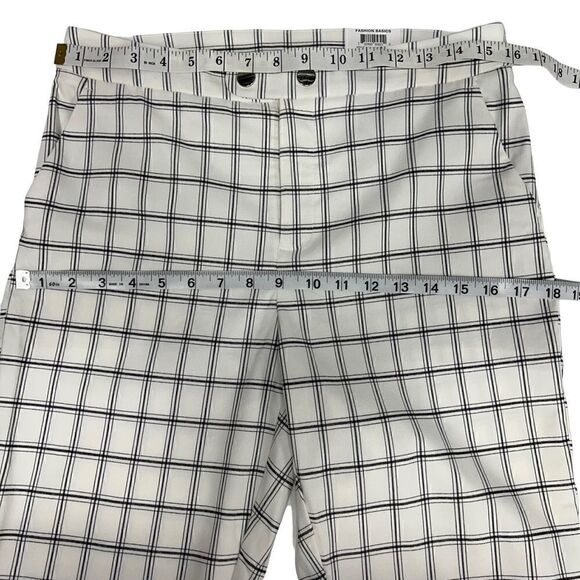 INC International Concepts Pants Mid Rise Skinny Leg White Black Plaid 10 - Picture 11 of 15